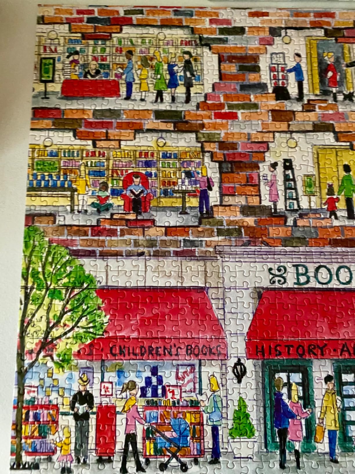 Galison - A Day at the Bookstore 1000 Piece Jigsaw Puzzle for Adults | Illustrated by Michael Storrings, Bibliophile, Bookshelf, Cozy, Challenging, Recycled Paper, No Dust, Finished Size 27