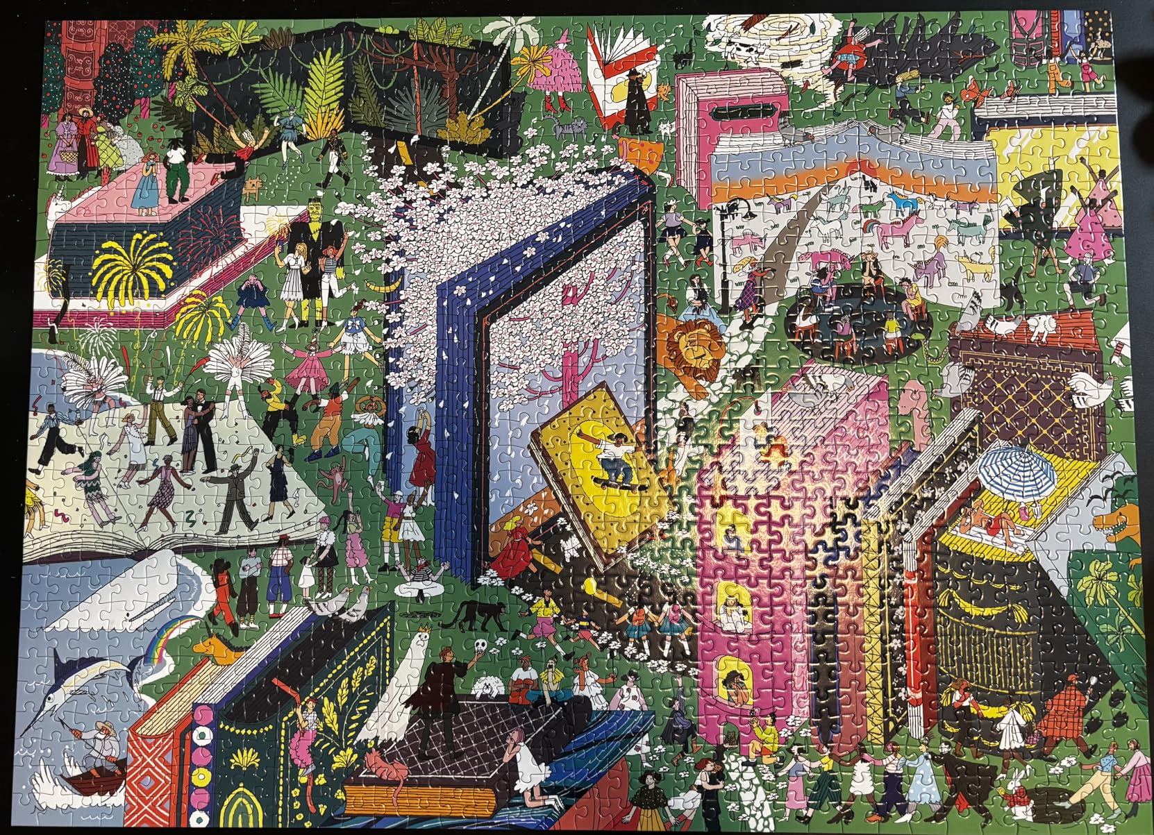 Galison - Book World 1000 Piece Jigsaw Puzzle for Adults | Illustration by Hye Jin Chung, Bookish Puzzle, Literary Art, Challenging, Recycled Paper, No Dust, Finished Size 20