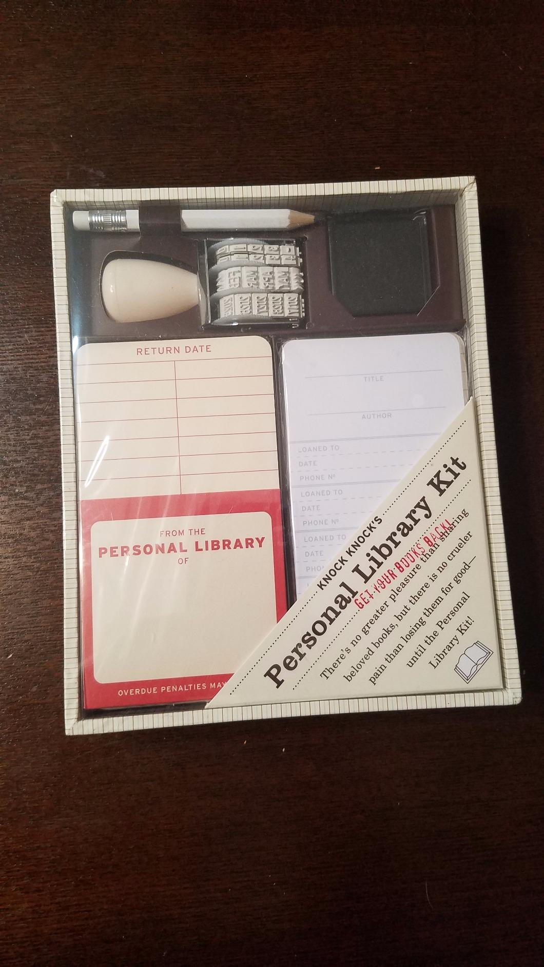 Knock Knock Original Personal Library Kit & Gift for Book Lovers - Card Catalog Checkout Cards, Bookplates, Date Stamp & Inkpad customer photo 2