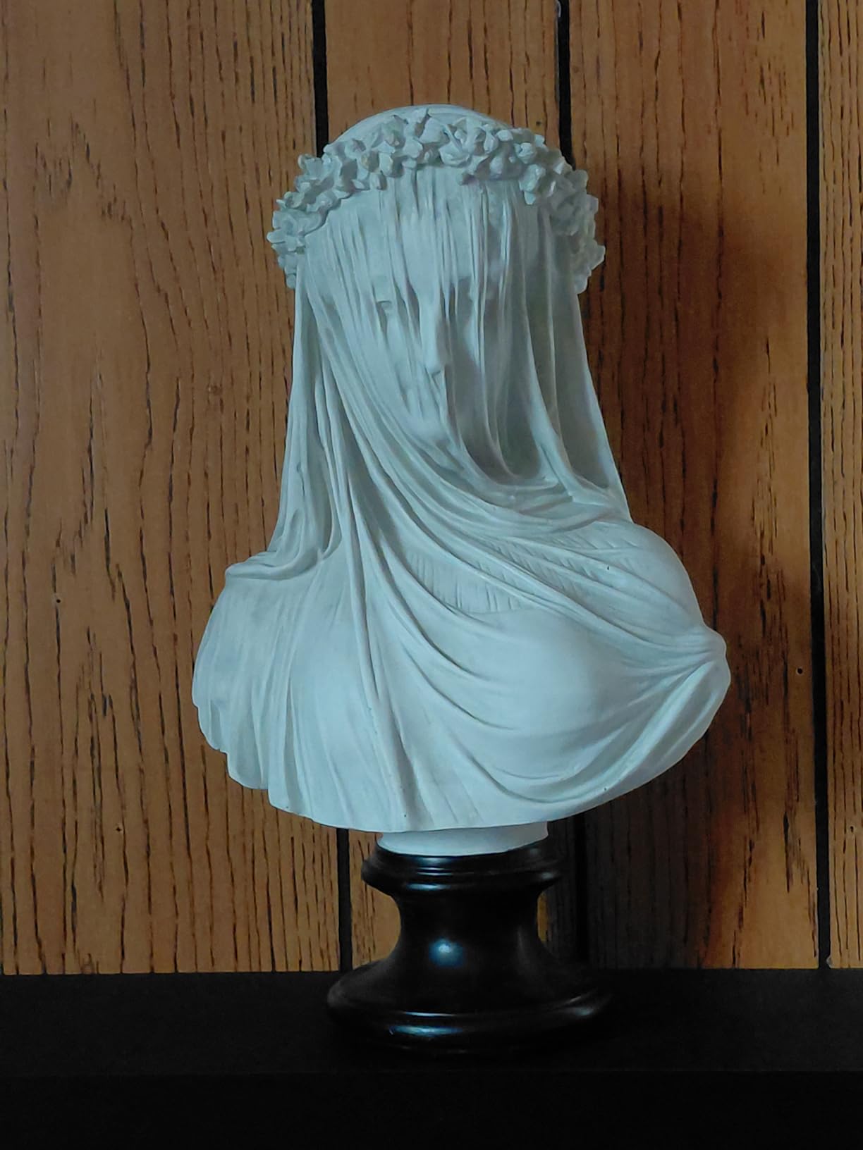 Design Toscano Veiled Maiden Indoor Bust Statue, 9 Inch Wide, 14 Inch Tall, Cast Stone Resin, Antiqued White Finish with a Black Painted Base customer photo 1