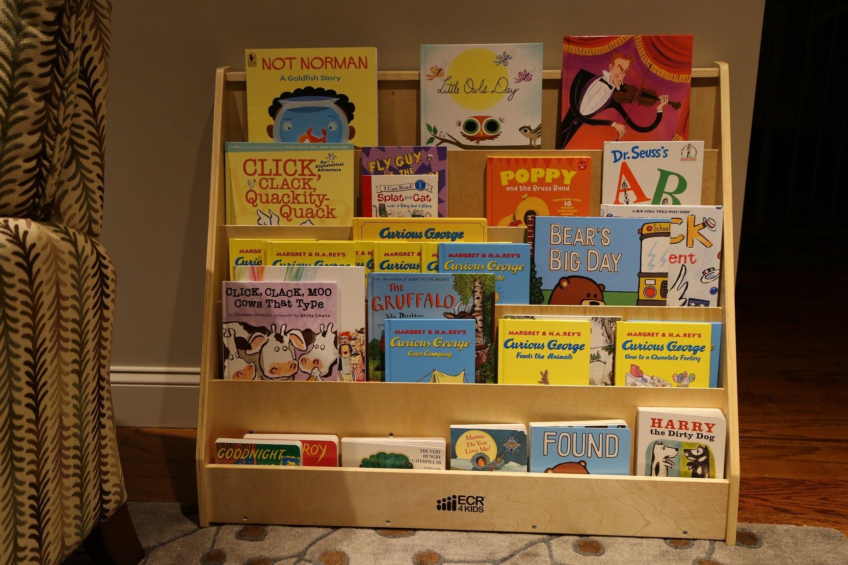 ECR4Kids 5-Shelf Wooden Book Display, Single-Sided Bookshelf, Natural customer photo 2