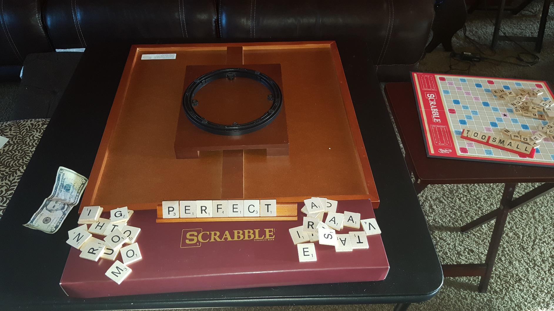 WS Game Company Scrabble Giant Deluxe Edition Rotating Wooden Board Game | Classic Word Game, Oversized Game Board, Turntable, Raised Tile Grid, for Adults, Families and Kids, 2-4 Players 8 and Up customer photo 2
