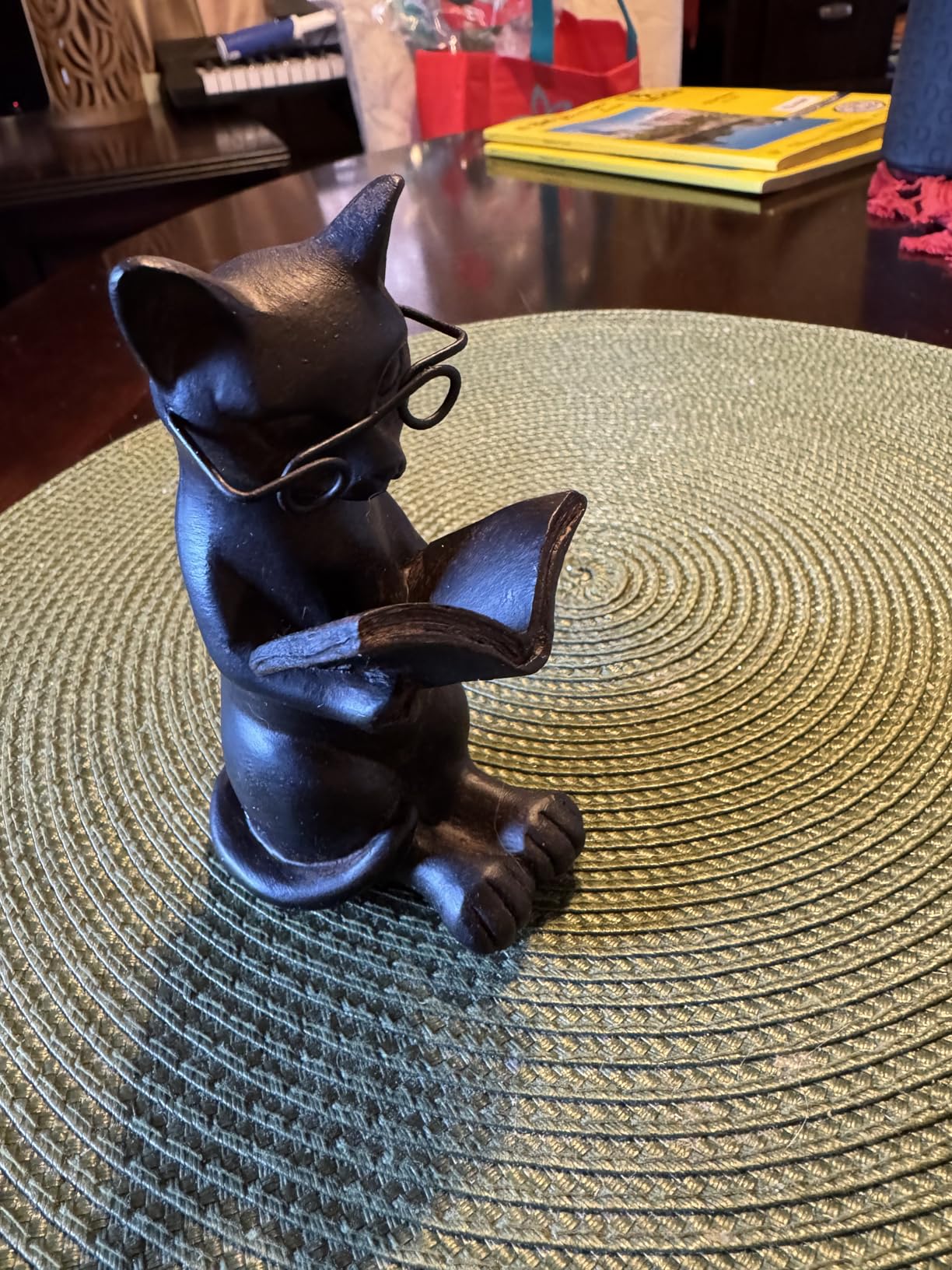 Young's Inc Cat Figurine - Cute Cat Statue - Whimsical Cat Decor for Cat Lovers, Collectibles and Meditation Decor - Cat with Eye Glasses - 4'' L X 3'' W X 5'' H customer photo 1