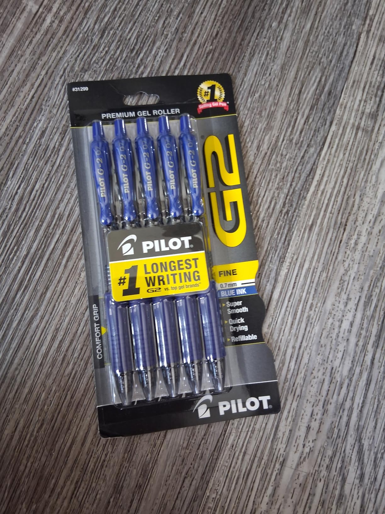 PILOT G2 Premium Gel Roller Pens, 0.7mm, Black Ink, 5-Pack customer photo 1