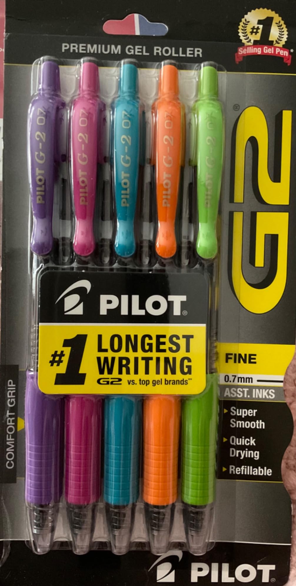 PILOT G2 Premium Gel Roller Pens, 0.7mm, Black Ink, 5-Pack customer photo 2