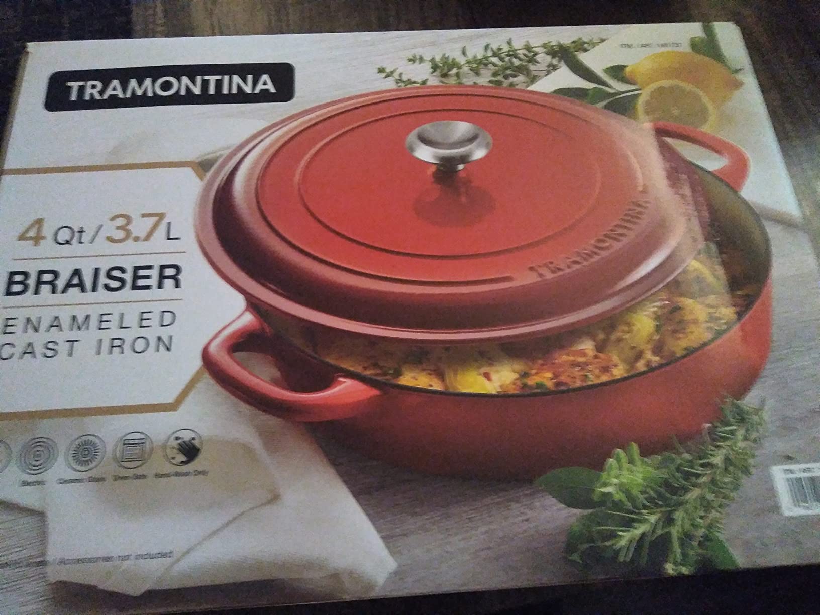 Tramontina Bestow Enameled Cast Iron 4-Qt Braiser Pan with Lid, Blue customer photo 2