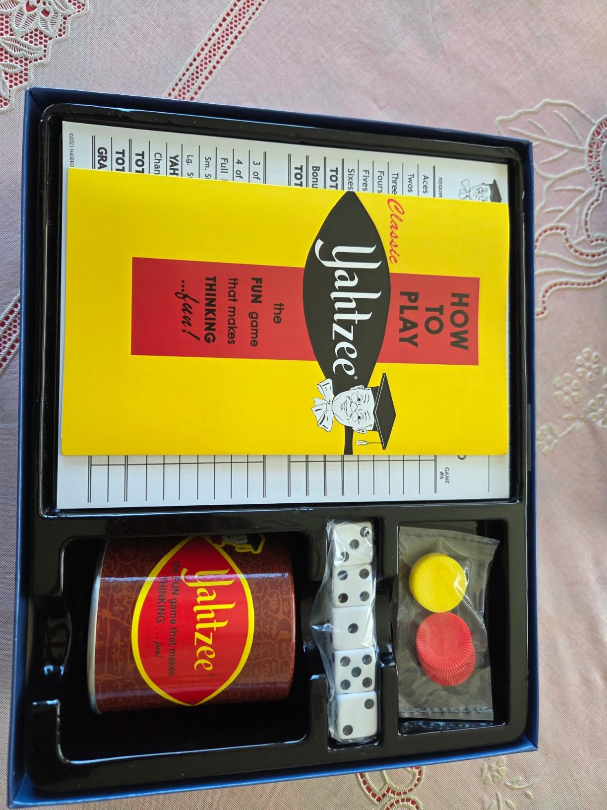 Winning Moves Classic Yahtzee, with Retro Art and Dice Cup | Exciting Game of Skill and Chance, Original Components, 2 or More Players, Ages 8+ customer photo 1