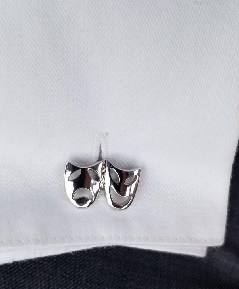 Drama Masks Theater Theatre Pair of Cufflinks in a Presentation Gift Box & Polishing Cloth customer photo 1