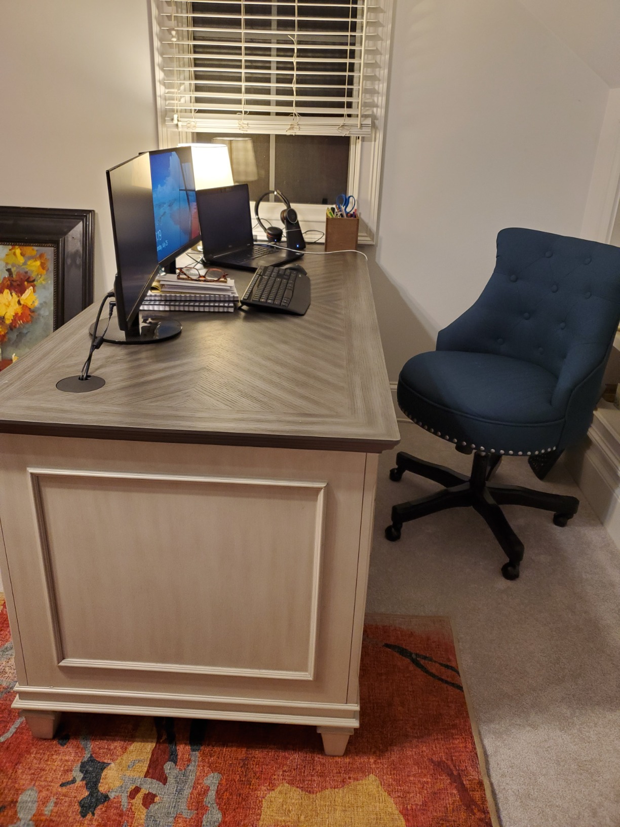 Martin Furniture Hartford Double Pedestal Shaped Desk, Brown - Fully Assembled customer photo 1