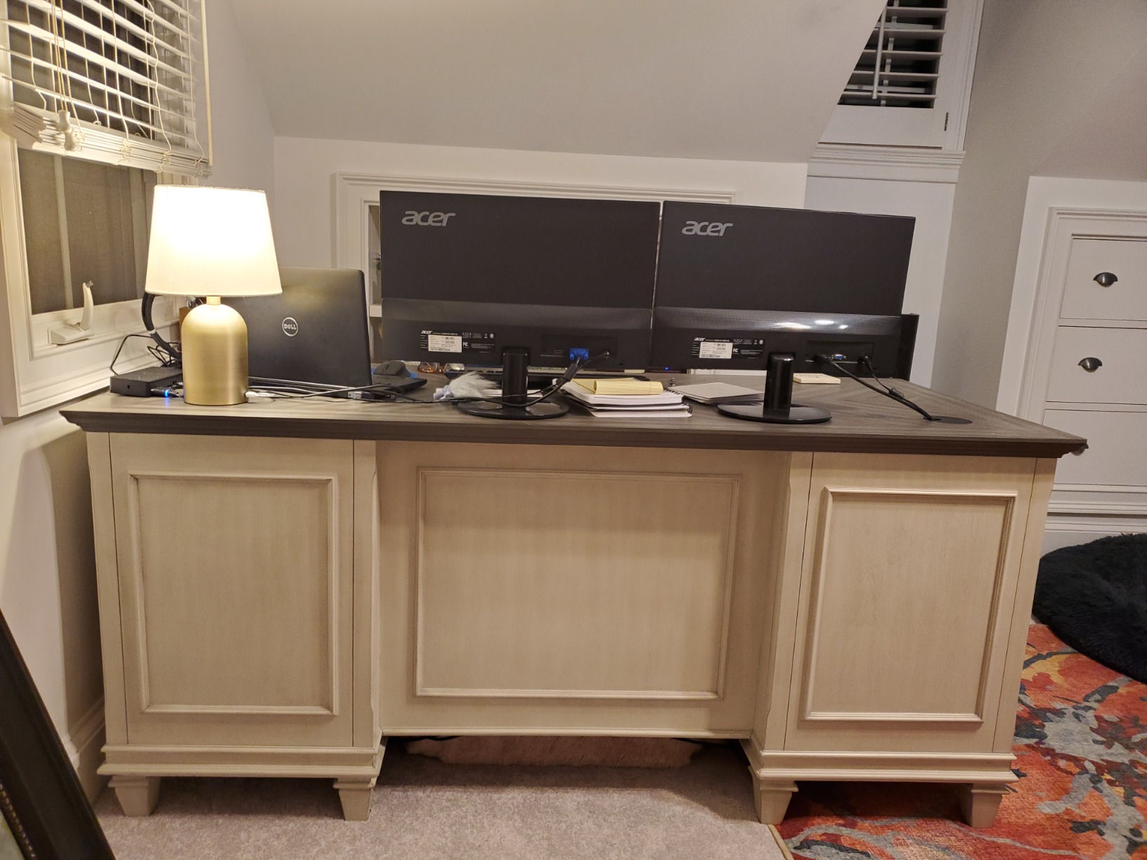 Martin Furniture Hartford Double Pedestal Shaped Desk, Brown - Fully Assembled customer photo 2
