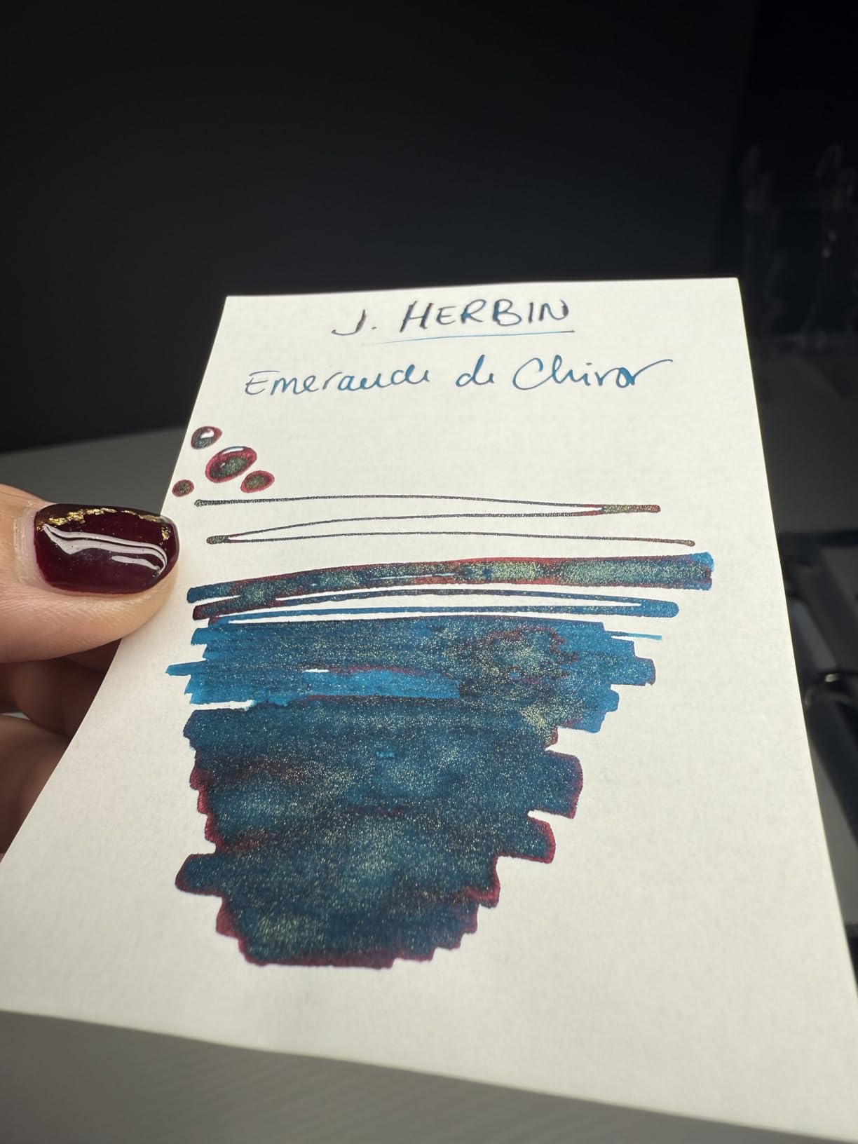 J. Herbin 1670 Anniversary Inks - Gold Sheen 50 ml Bottled - Emerald of Chivor (Emerald Green-Blue Ink) customer photo 1