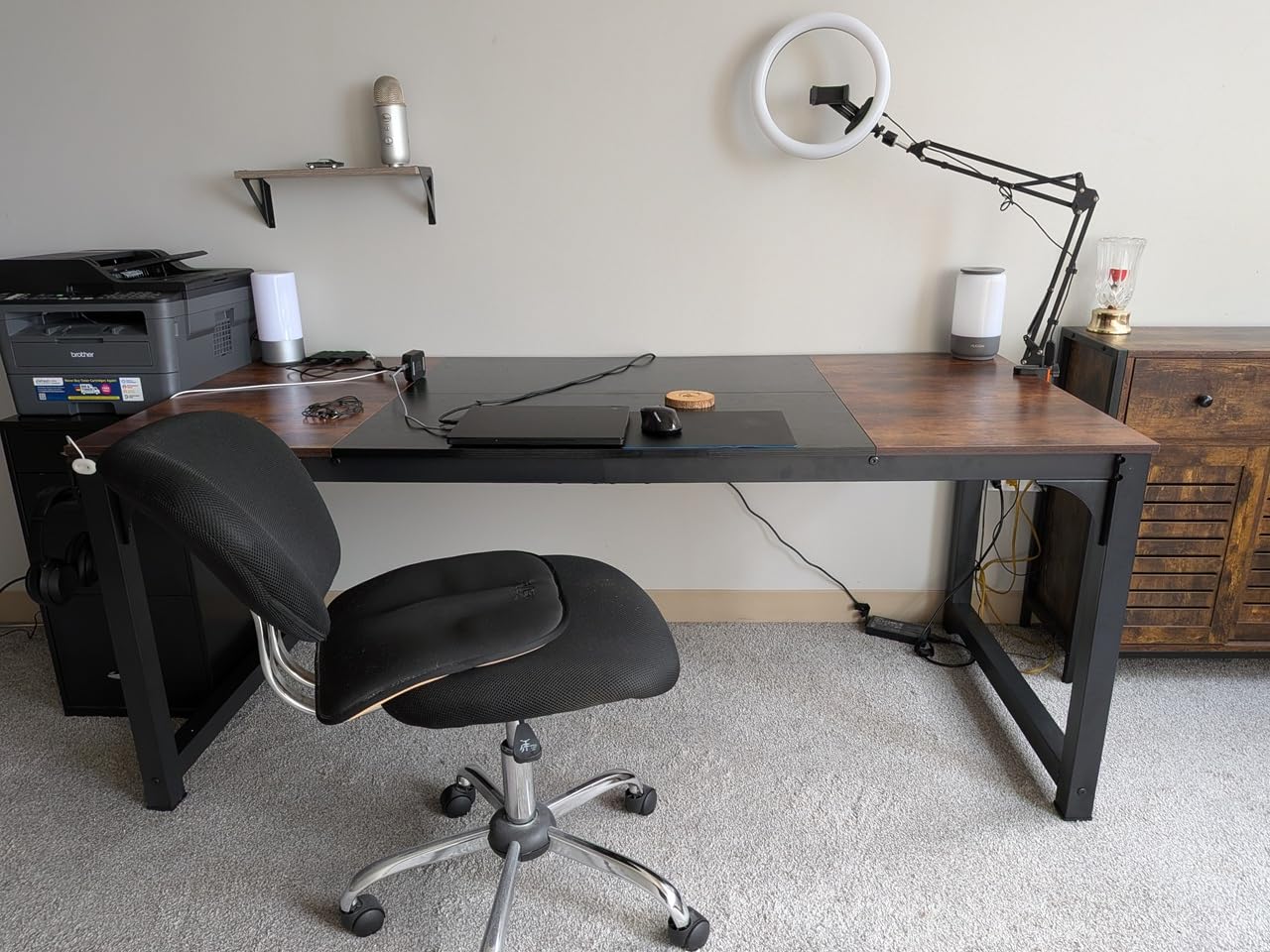 Tribesigns Computer Desk, 47 inch Modern Simple Office Desk Computer Table Study Writing Desk for Home Office, Light Walnut customer photo 1
