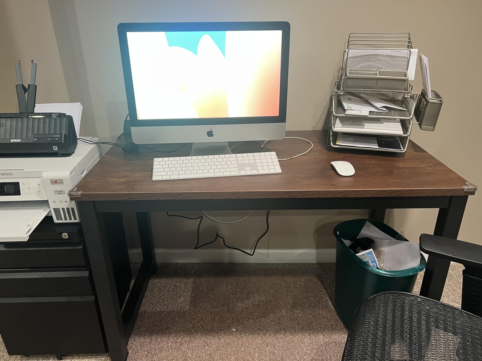 Tribesigns Computer Desk, 47 inch Modern Simple Office Desk Computer Table Study Writing Desk for Home Office, Light Walnut customer photo 2