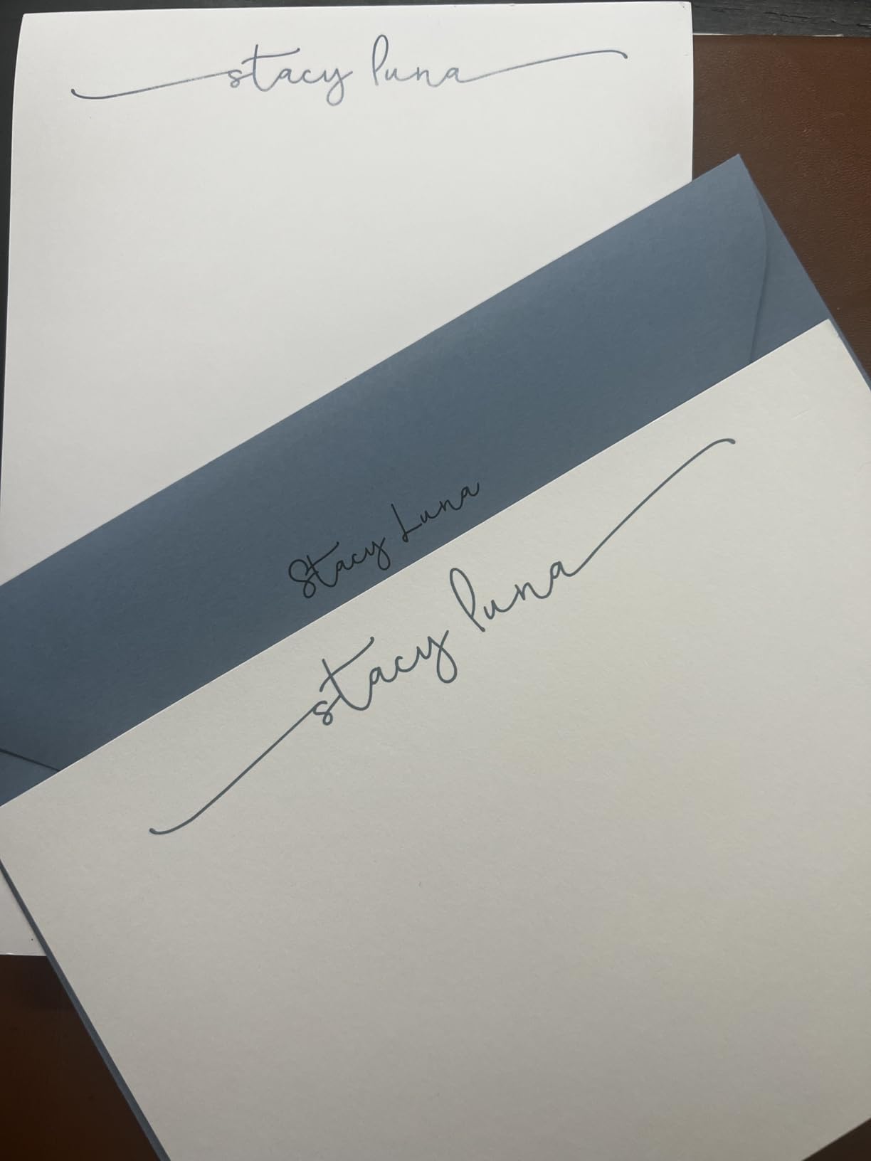 Curio Press Personalized Stationery for Women & Men - A2 Flat Thank You Cards with Custom Notecards, Handmade Personalized Note Cards with Envelopes and Name, Custom Stationery - Swash Script Flat customer photo 1