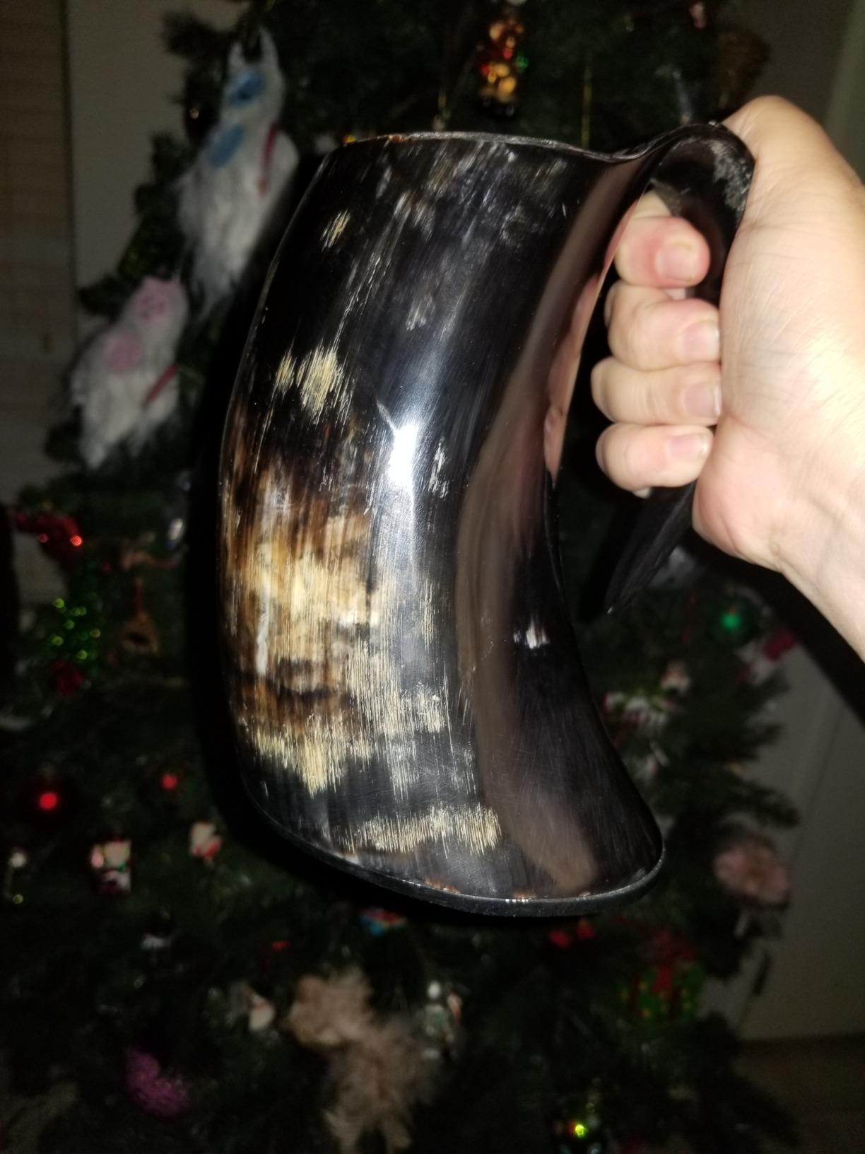 5MOONSUN5 Horn Viking Drinking Mug Cups Tumbler Ale Beer Wine Goblet Tankard Mead Medieval Tumbler Ox Horn Beaker Vessels A Handmade set of 2 customer photo 1