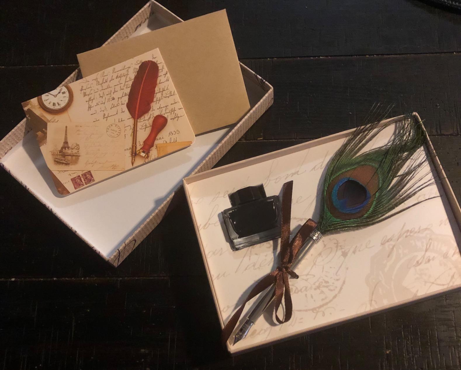 Cool Stationery Set Feather Dip Pen Quill Writing Pen(Black) customer photo 2