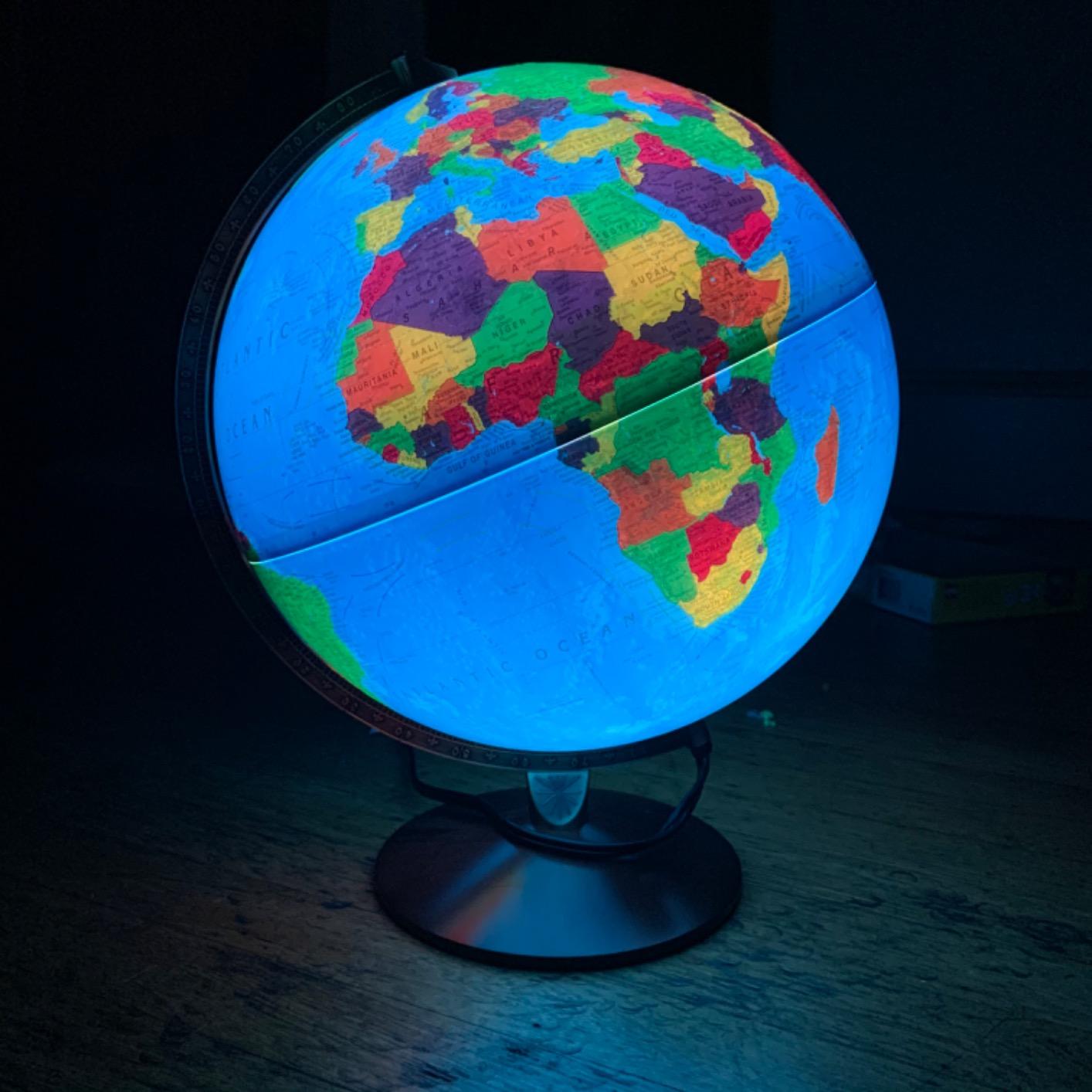 Replogle Illuminated World Globe with Stand, 12 Inch diameter light up globe with 3-D Raised Relief Texture. Perfect for Children And Kid's Classroom and home Decor, Made In USA customer photo 2