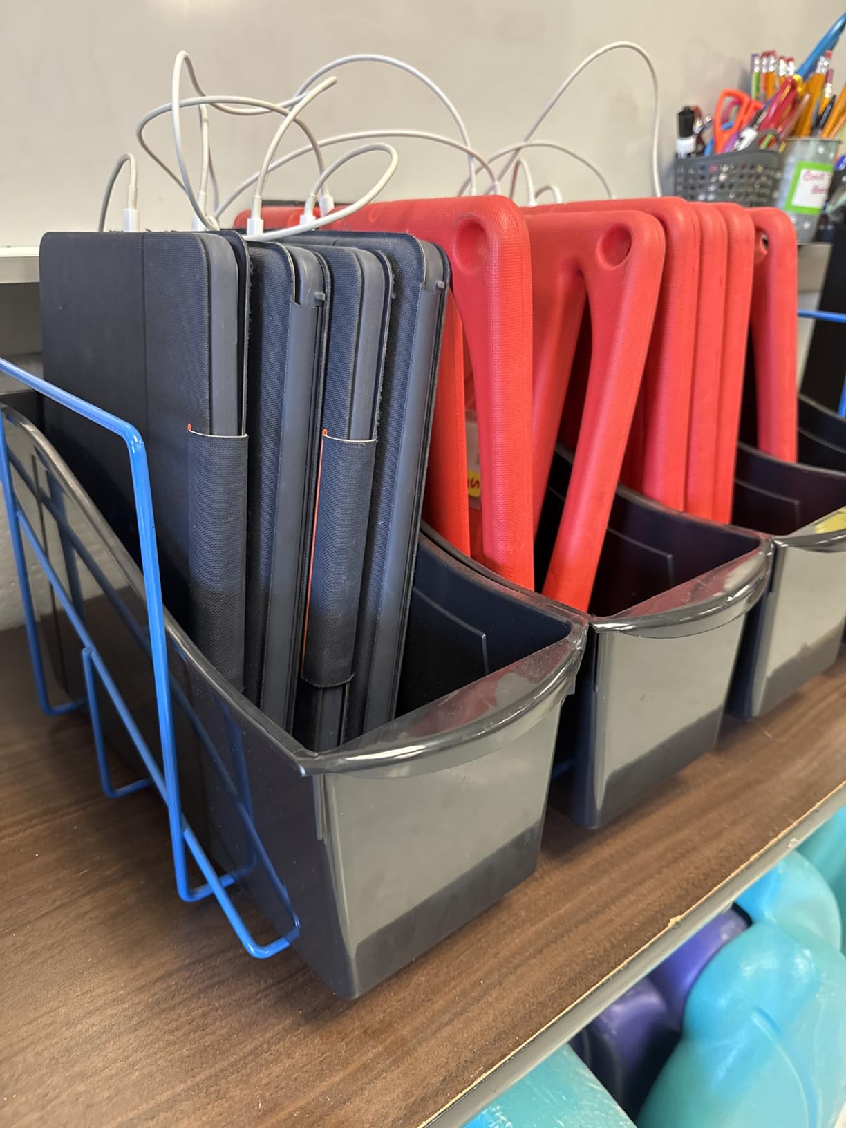 Storex Large Book Bin, Interlocking Plastic Organizer for Home, Office and Classroom, Blue, (71101U06C) (Pack of 6) customer photo 2