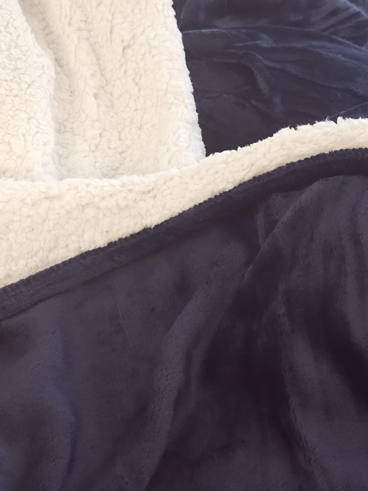 Utopia Bedding Reversible Plush Sherpa Blanket Throw Size Navy, 50x60 Inch | Soft, Warm, Fleece, Bed, Sofa, Couch, Camping, Travel, Cozy, All Season customer photo 1