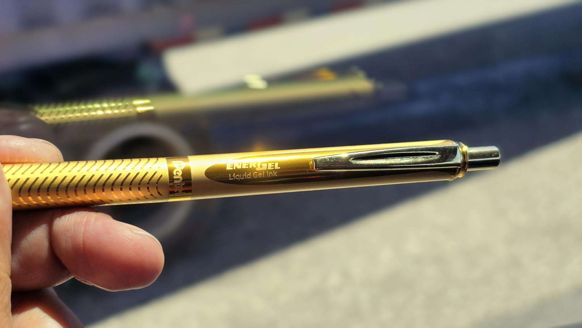 Pentel EnerGel Alloy Retractable Gel Pen, Gold Barrel, Black Ink customer photo 1