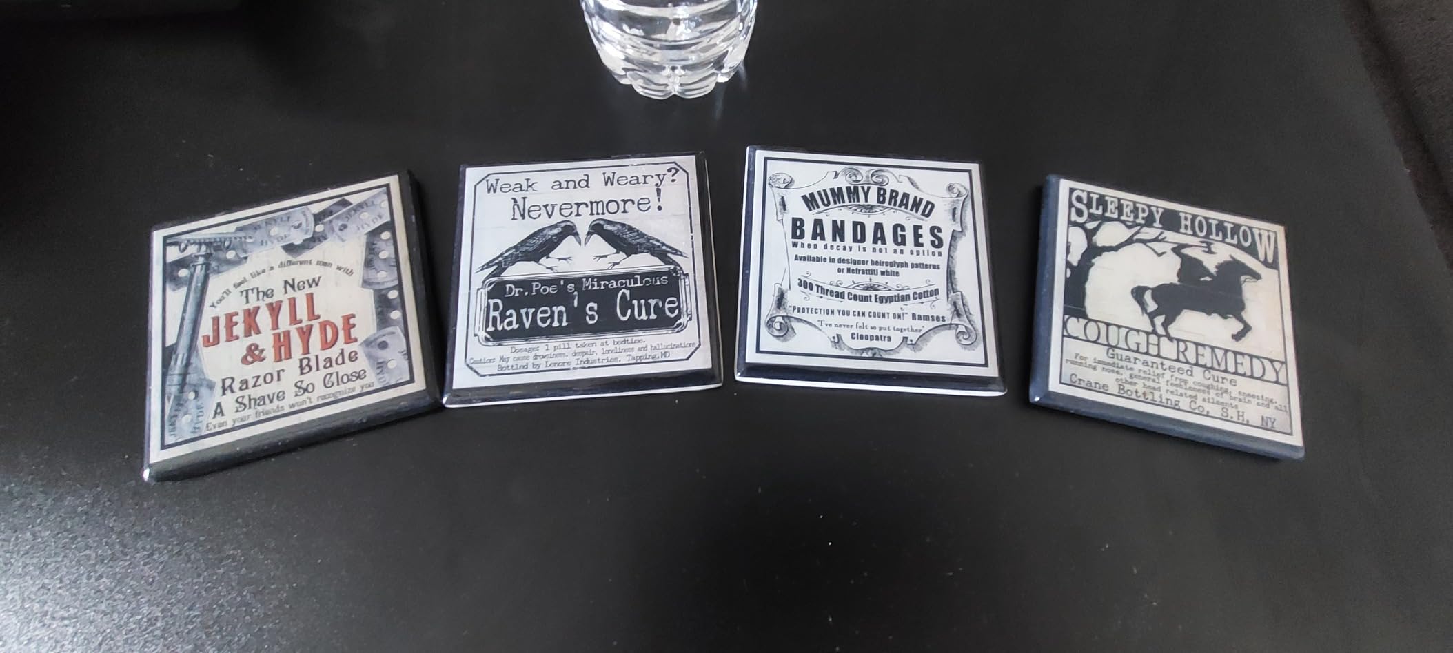 Funny, Gothic Halloween Literary Drink Coaster Set customer photo 1
