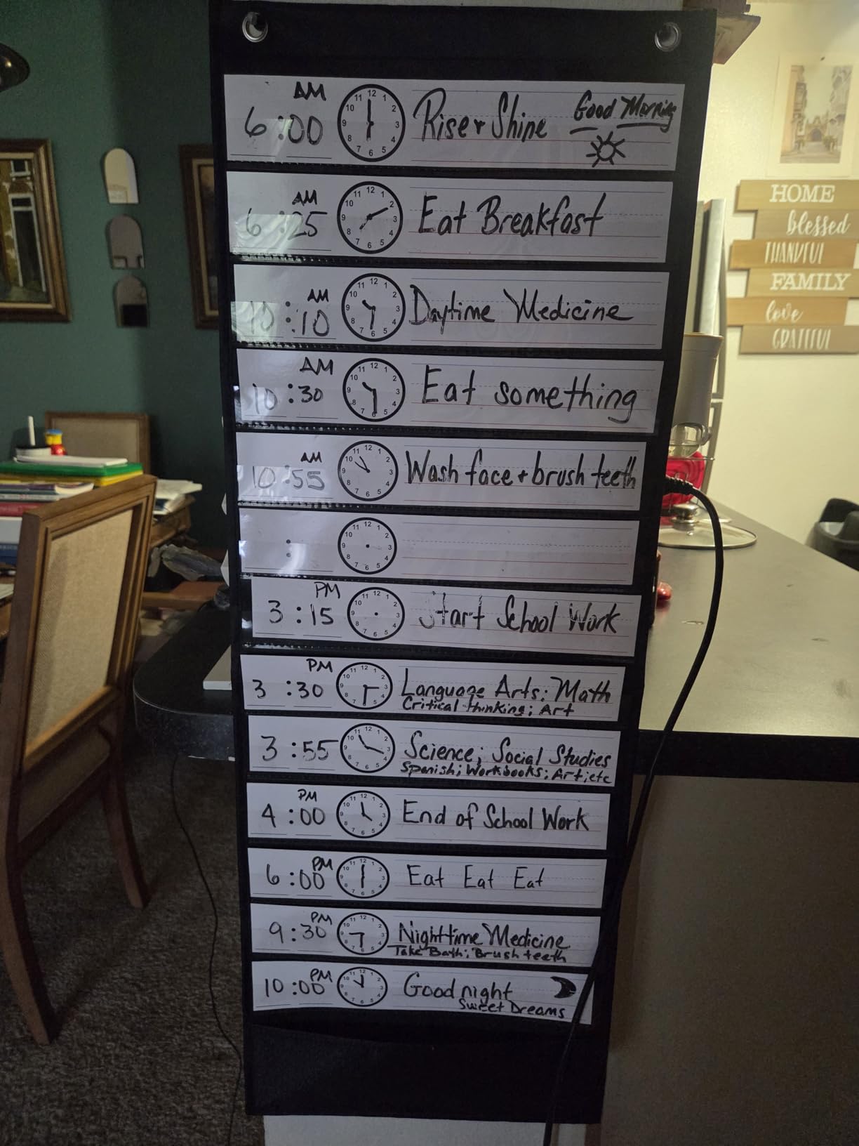 Essex Wares - Daily Schedule Pocket Chart, Black, 13 Pockets | Ultra-Durable Visual Schedule for Classrooms or Home, Easy to Use, Reusable, Sentence Strips customer photo 1