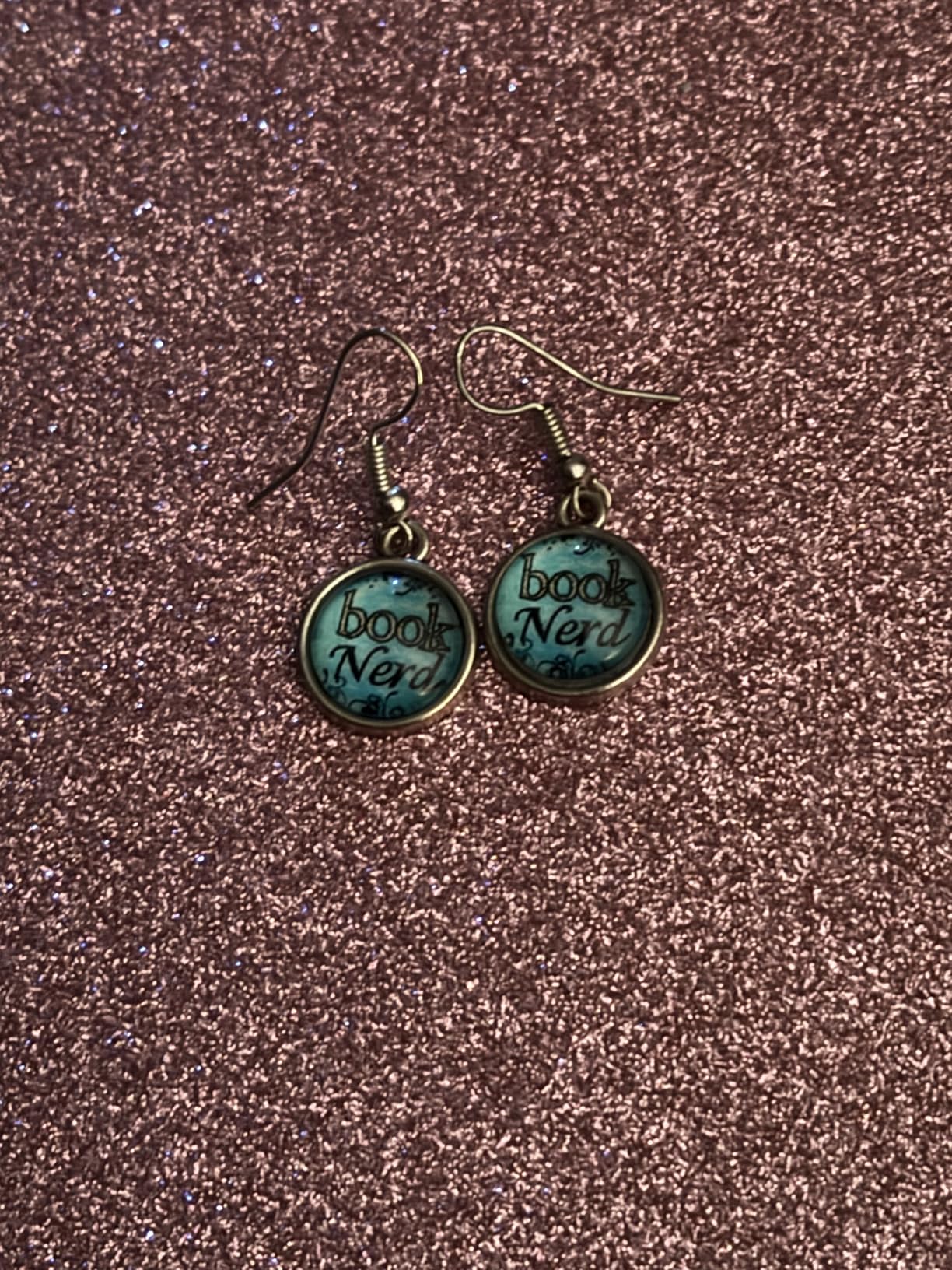 Book Nerd Stud Earrings Glass Art Print Jewelry Charm Gifts for Her or Him Book Lover Teacher Librarian.D0050 customer photo 1