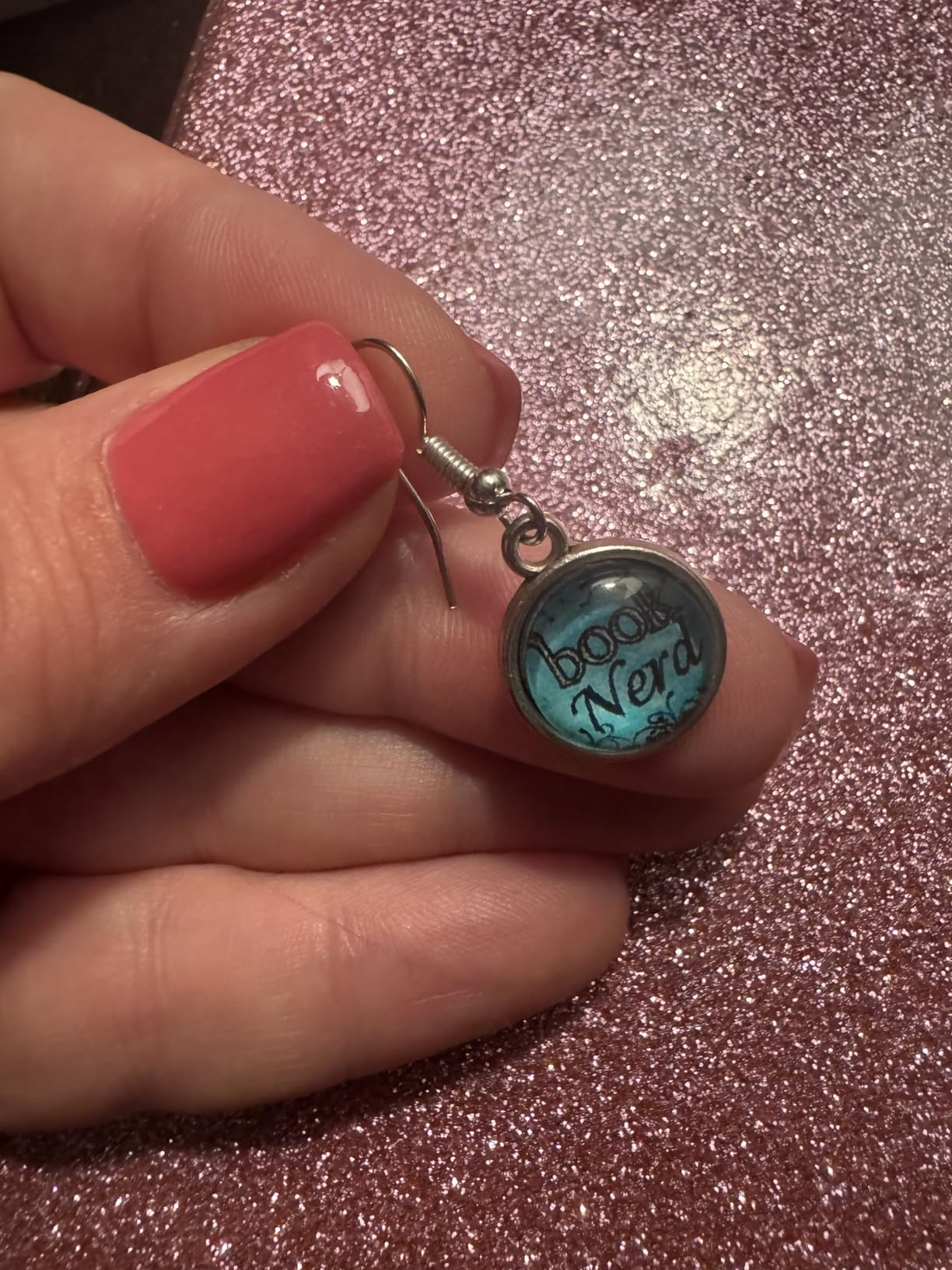 Book Nerd Stud Earrings Glass Art Print Jewelry Charm Gifts for Her or Him Book Lover Teacher Librarian.D0050 customer photo 2