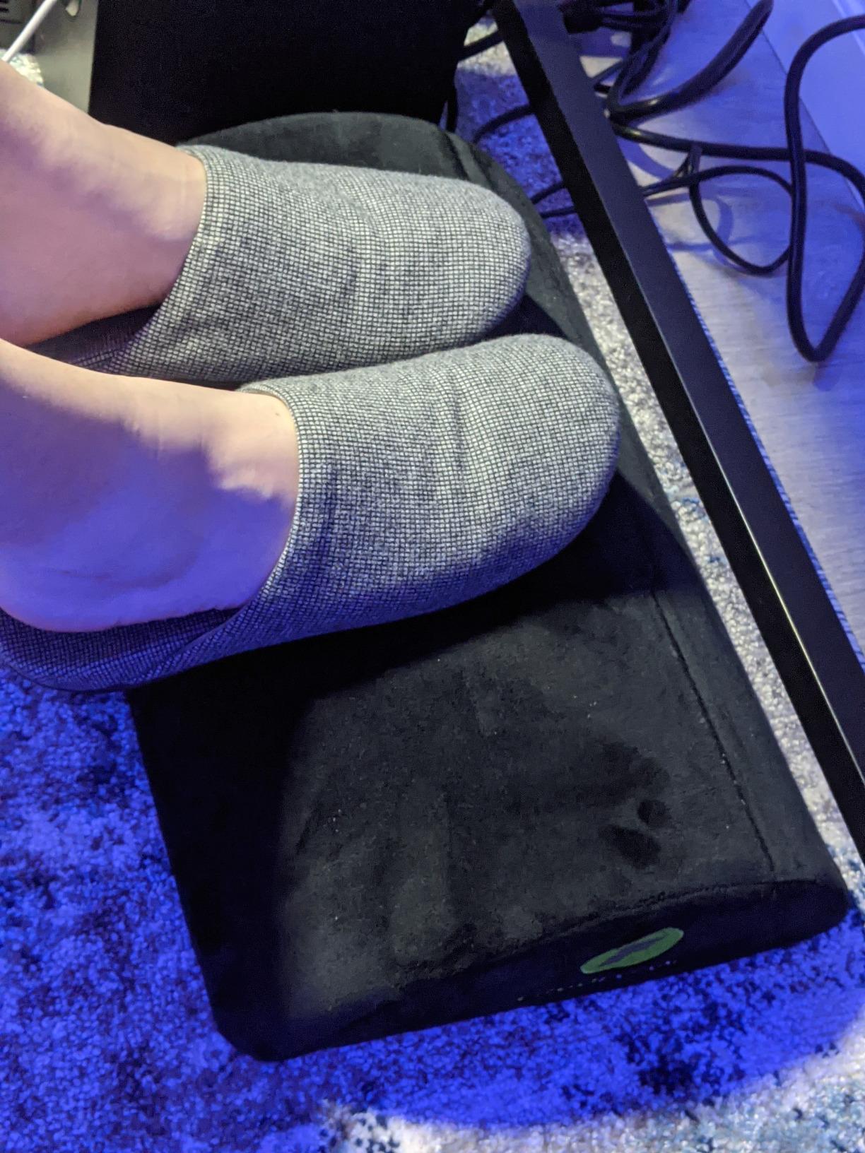 ErgoFoam Ergonomic Foot Rest Under Desk - Premium Velvet Soft Foam Footrest for Desk - Most Comfortable Desk Foot Rest in The World for Lumbar, Back, Knee Pain - Foot Stool Rocker (Black) customer photo 2