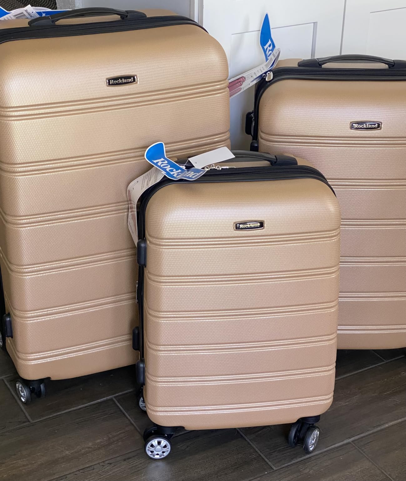 Rockland Melbourne Hardside Expandable Spinner Wheel Luggage, Checked Large 28, Charcoal customer photo 2