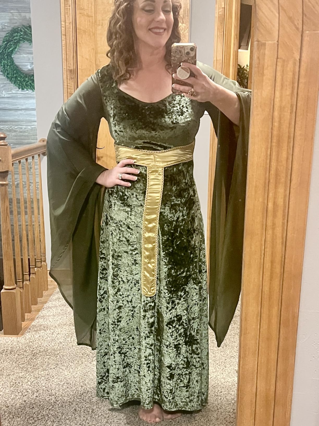 Medieval Dress for Women Renaissance Hooded Lace Up Gothic Gown customer photo 2