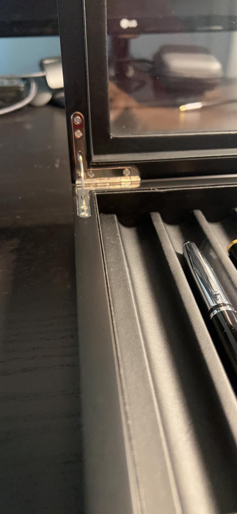 Wood Pen Box - 10 Slot Organizer With Glass Lid, Top Window Display Case for Collection Storage customer photo 2