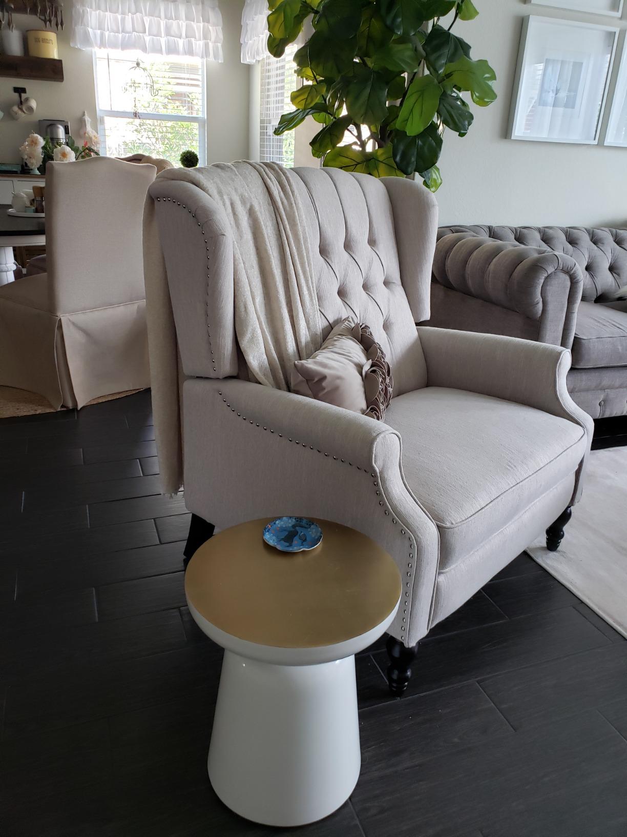 Christopher Knight Home Salome Push Back Recliner, Light Gray, Dark Brown customer photo 1