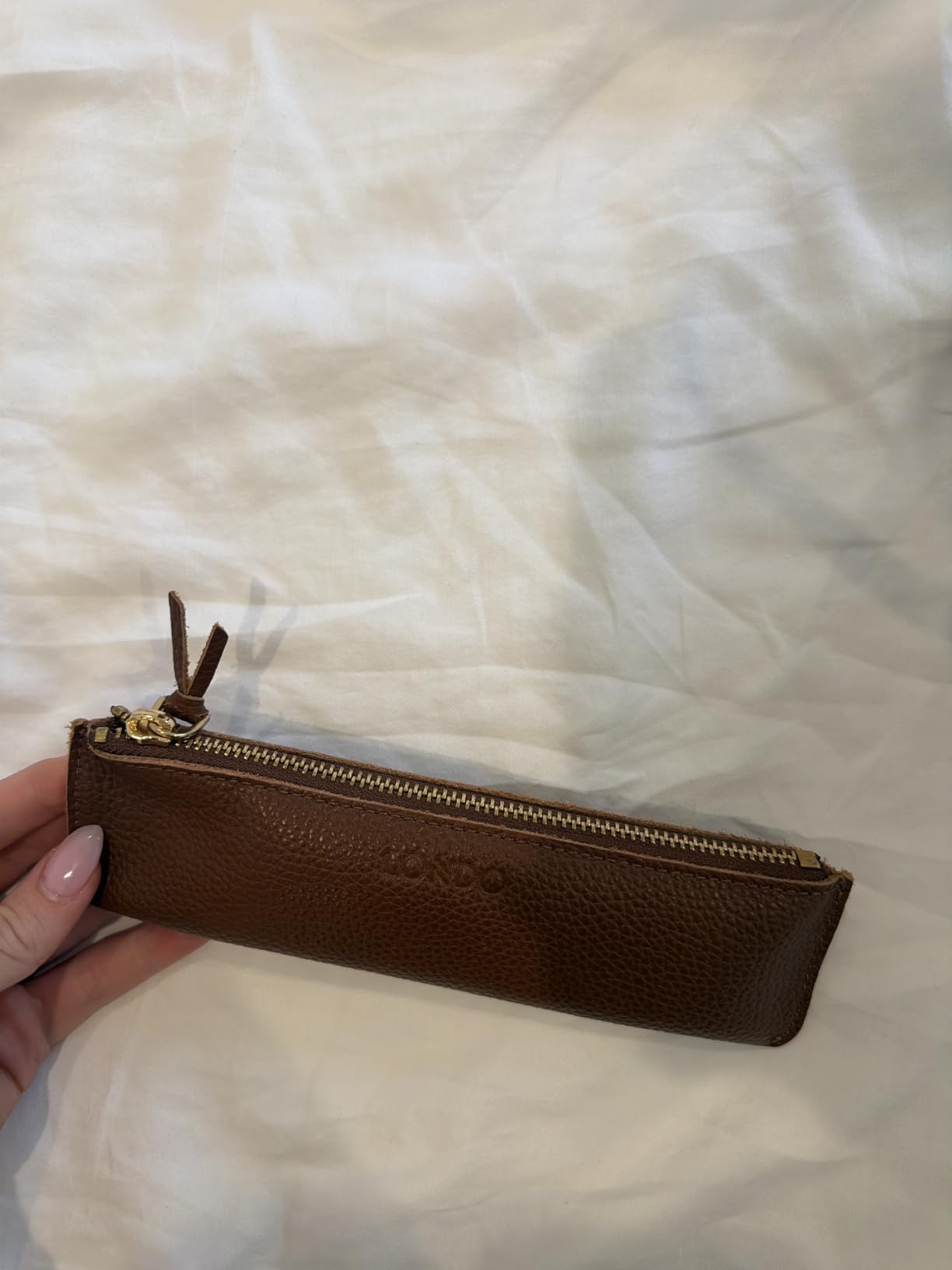 Londo Zippered Genuine Cowhide Leather Pen & Pencil Case - Slim Fountain Pen Holder, Pencil Pouch, Stationery Organizer, Makeup Brush Case, Travel Pouch - Gift for Writers, Students, Teachers, Black customer photo 1