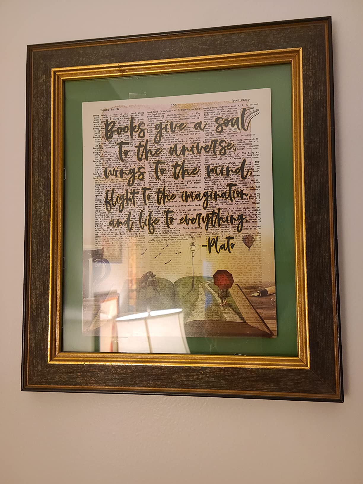 Plato Quote Art Print, Books Give A Soul To the Universe, Unframed, Vintage Literary Highlighted Dictionary Page Wall Art Decor Poster, 8x10 Inches customer photo 1