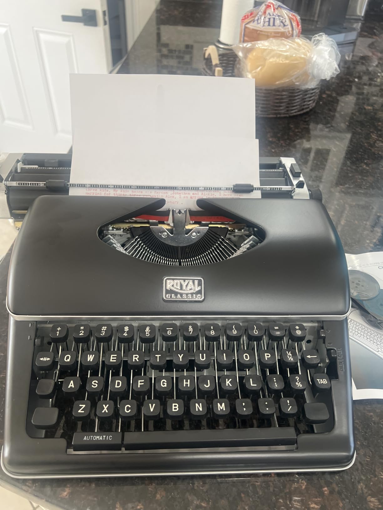 Royal Consumer Information Products Classic Retro Manual Typewriter (Black), Model Number: 79104P | Portable mechanical operation, nylon ribbon included customer photo 1