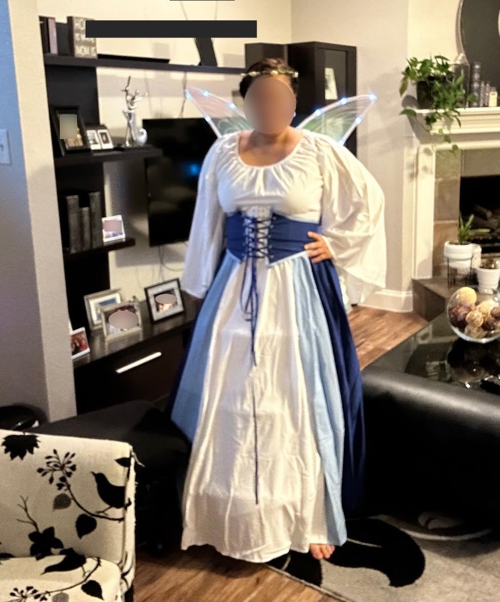 Abaowedding Women's Renaissance Medieval Costumes Dress Trumpet Sleeves Gothic Retro Gown customer photo 2