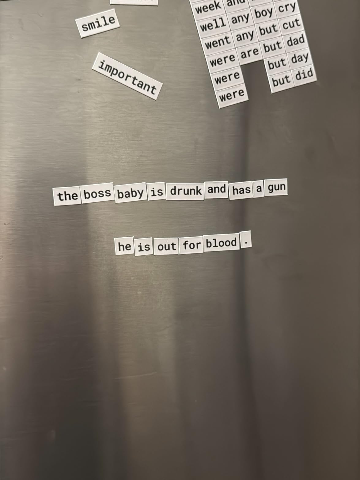 Poetry Tiles 797 Essential Word Magnets for Fridge Poems - Fun Gift Set | 2x the tiles for more magnetic word play; complete kit with common English words, alphabet headers, punctuation & blanks customer photo 1