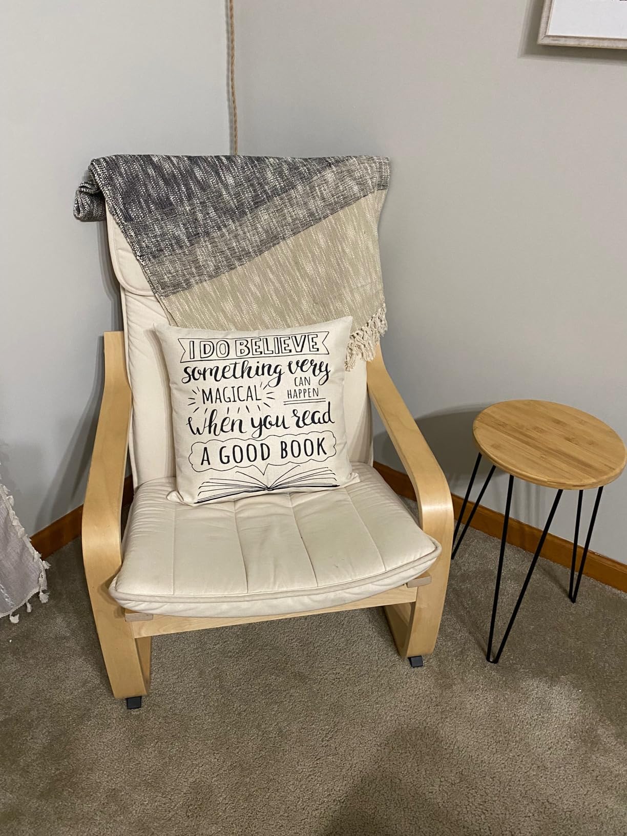 Ramirar Word Art Quote I Do Believe Something Magical Can Happen When You Read A Good Book Decorative Throw Pillow Cover Case Home Living Room Bed Sofa Car Cotton Linen Square 18 x 18 Inches customer photo 1