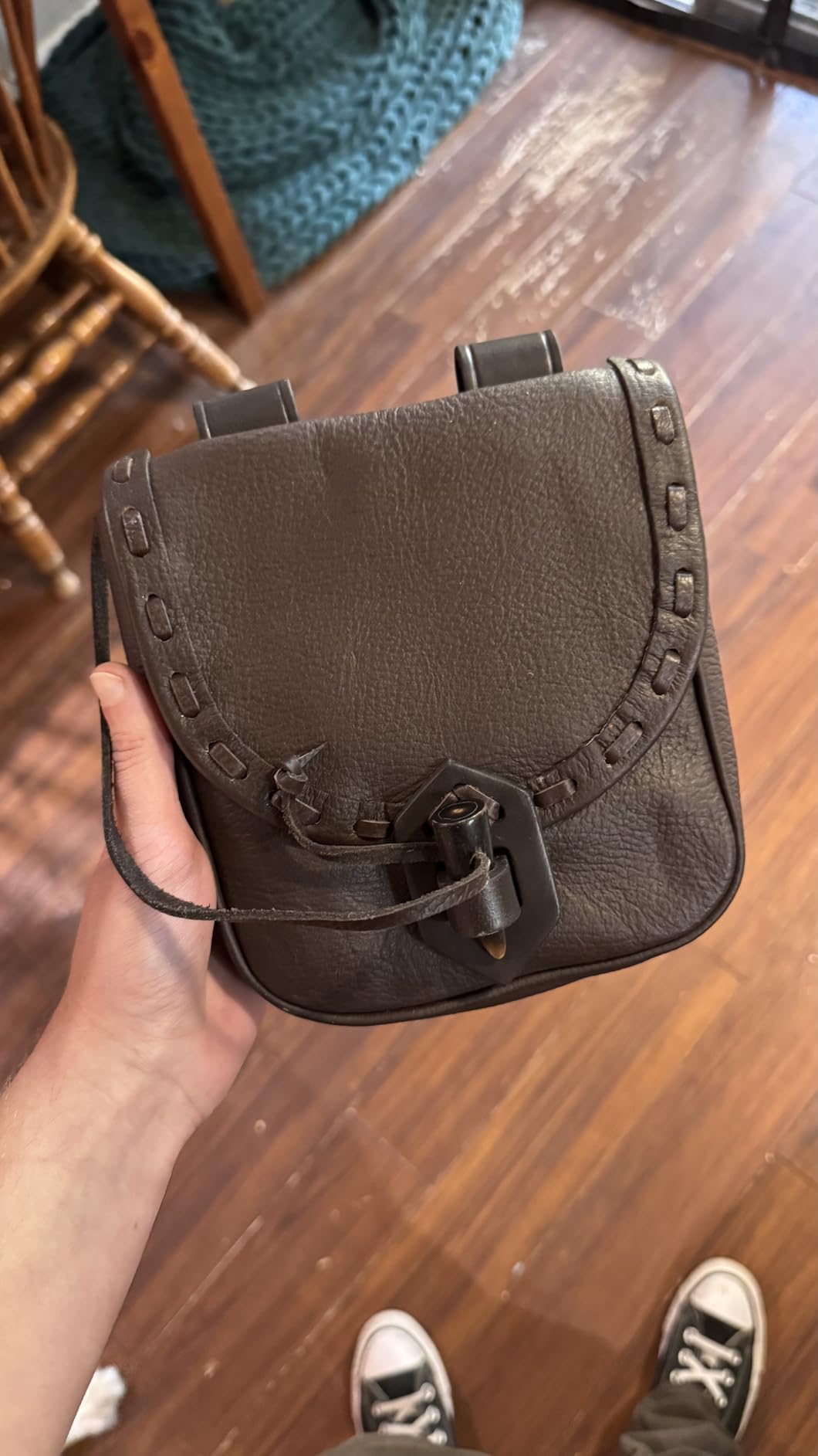 Leather Belt Pouch Medieval Genuine Leather Bag Costume Accessories Pouch Viking Belt Renaissance Coin Purse for LARP Fantasy Events, Ren Faire, Halloween- Brown customer photo 2