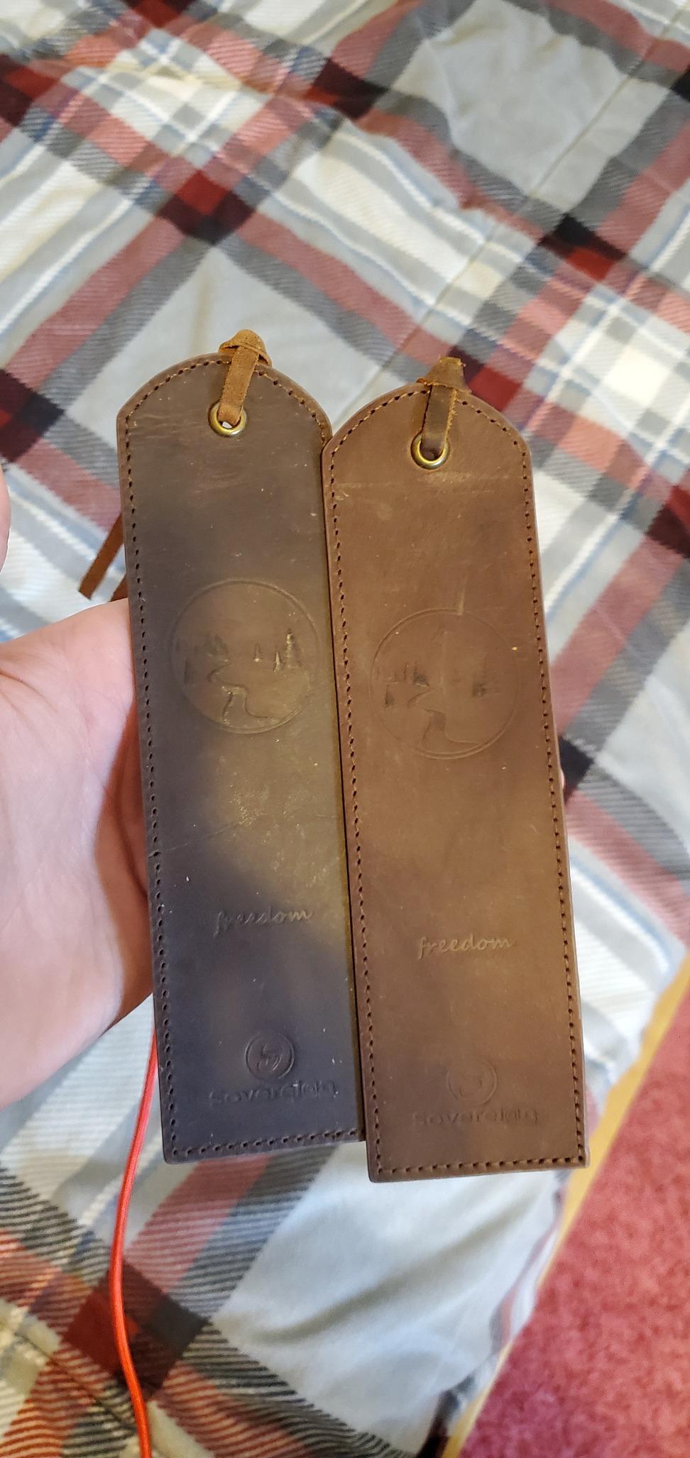 Leather Bookmark Handmade with Mountain Design - 2 Genuine Leather Book Marks - Perfect Bookmarks for Men Women and Kids | Great Book Lovers Gift customer photo 2
