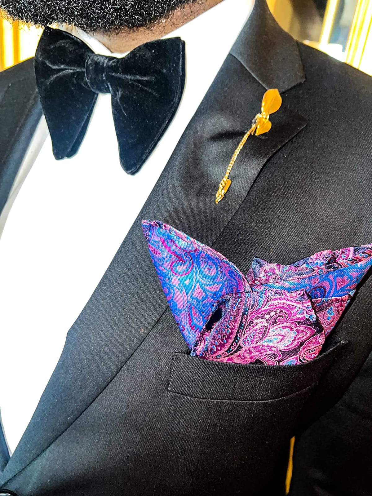 SHLAX&WING 5 Pieces Assorted Mens Silk Pocket Square Set Handkerchiefs customer photo 2