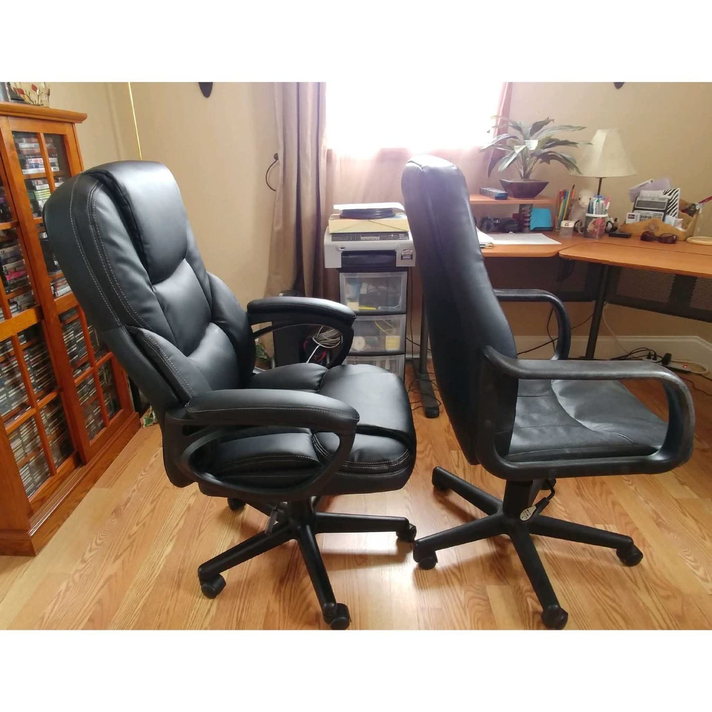 Furmax Office Executive Chair High Back Adjustable Managerial Home Desk Chair, Swivel Computer PU Leather Chair with Lumbar Support (1, Black) customer photo 2