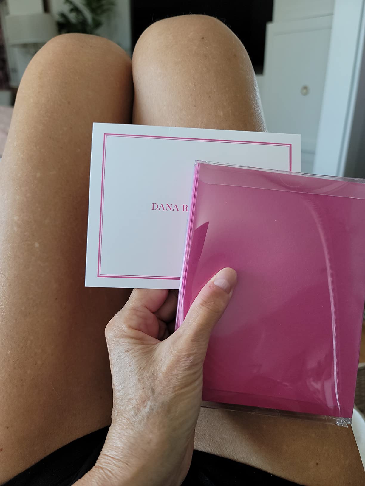 Modern Pink Paper Personalized Stationary for Men or Women, Professional Personalized FOLDED Note Cards customer photo 1