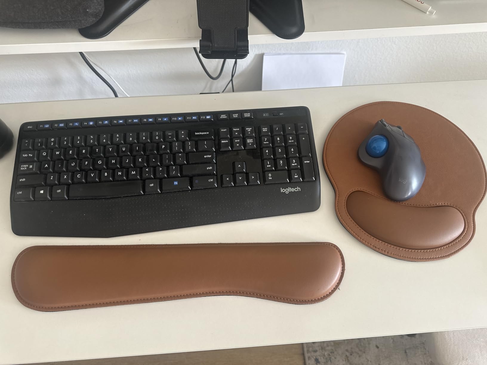 Ergonomic PU Leather Keyboard Wrist Rest and Mouse Pad with Wrist Support, Memory Foam Set for Computer/Laptop,Gaming and Office, Comfortable for Easy Typing & Pain Relief (PU Brown) customer photo 2