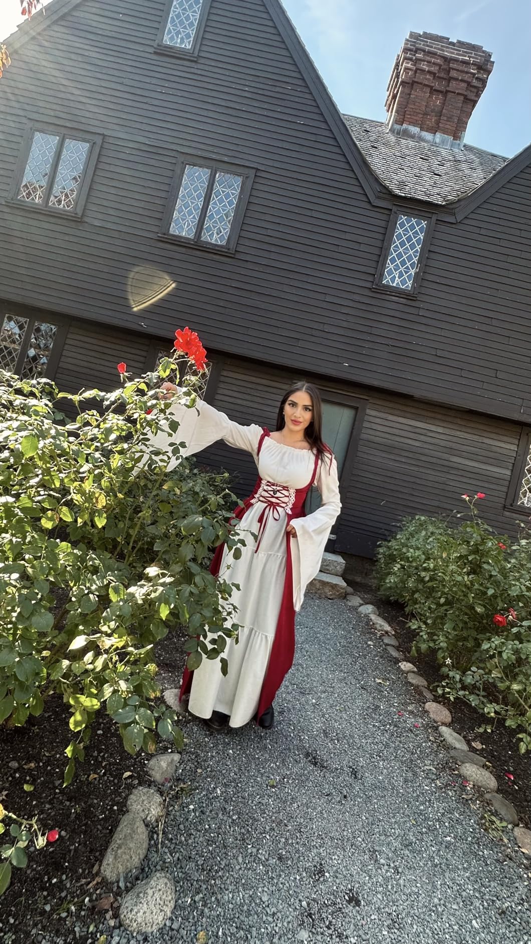 Lehauya Womens Renaissance Costume Medieval Irish Over Dress and Trumpet Sleeves Chemise Boho Set customer photo 1