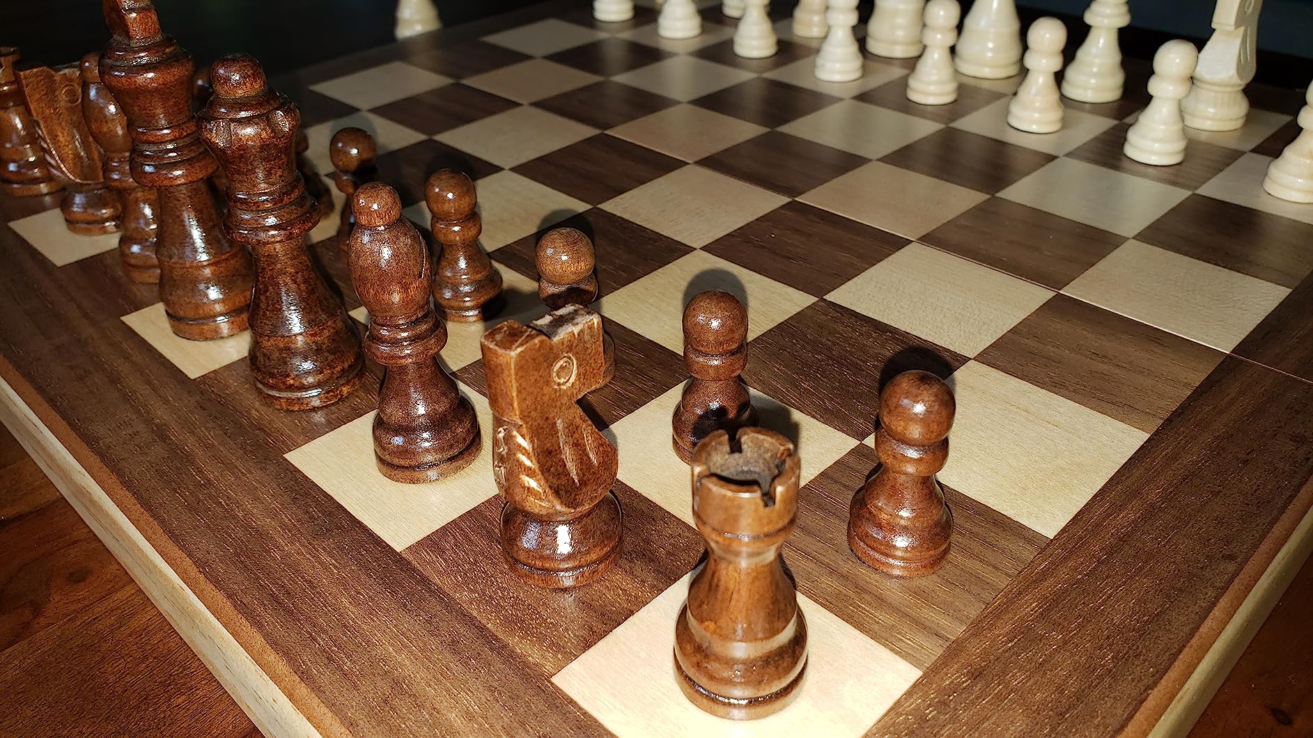 15 Inch Magnetic Wooden Chess Set for Adults & Kids - Folding Travel Chess Board with Handcrafted Staunton Pieces, Extra Queens, and Storage Slots customer photo 2