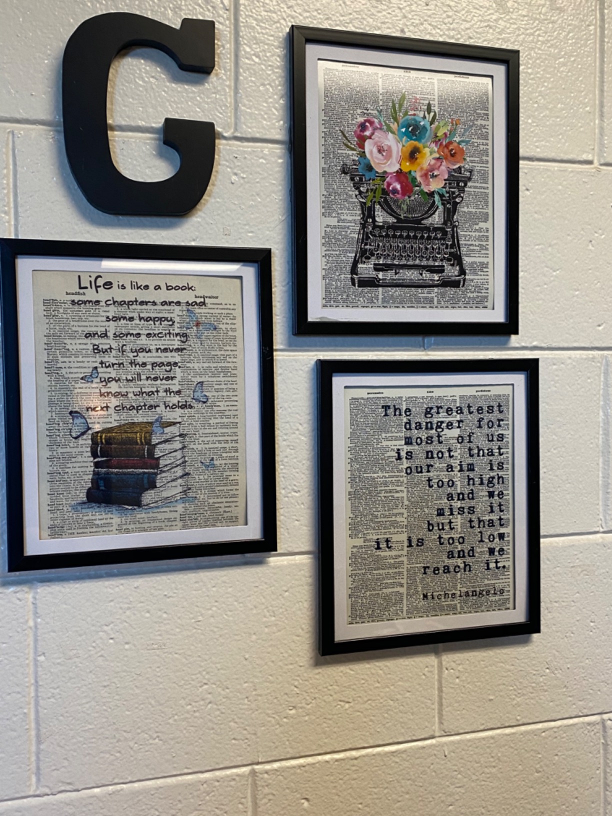 Vintage Floral Typewriter Dictionary Wall Art - 8x10 customer photo 1