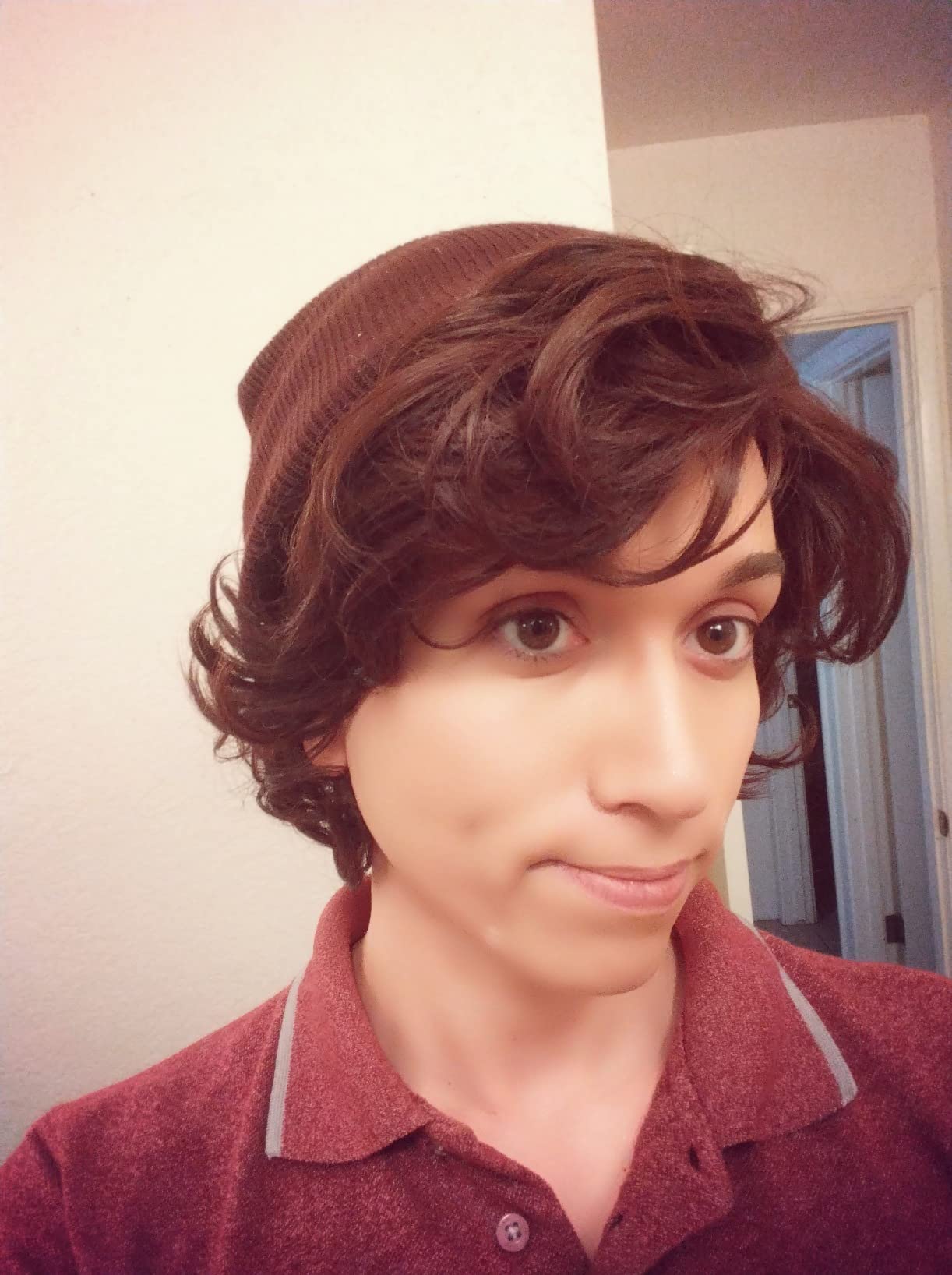 Men Wigs Dark Brown Short Curly Layered Cosplay Halloween Character Costume Man Wig customer photo 2