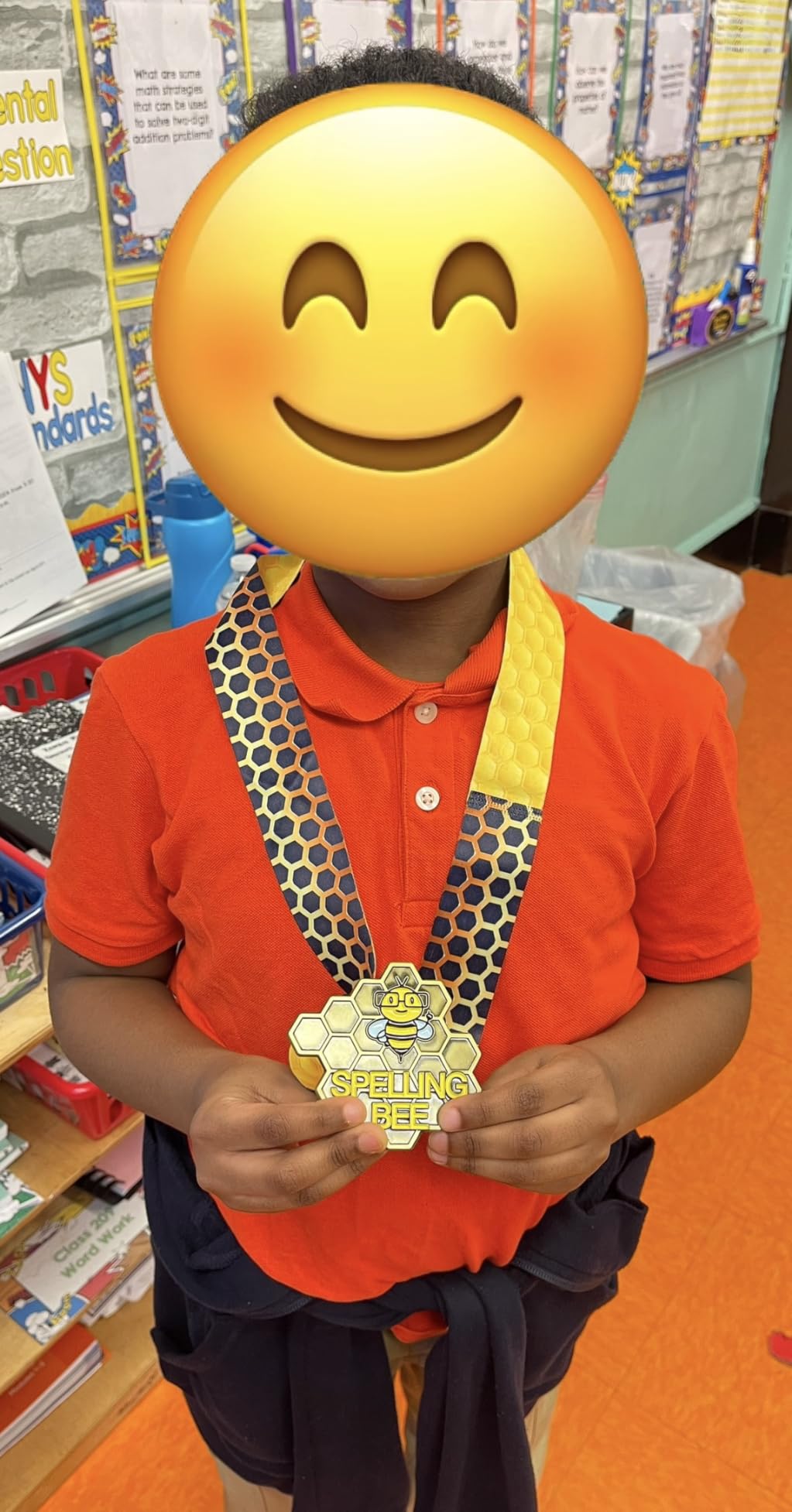 Decade Awards Spelling Bee Honeycomb Medal - Gold, Silver or Bronze - Spelling B Medallion with Honeycomb Neckband - 3.25 Inch Wide customer photo 1